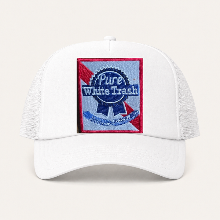 Pure White Trash white trucker hat