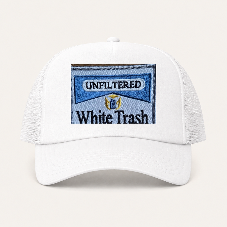 Unfiltered White Trash white trucker hat